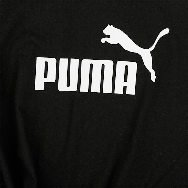Essentials Logo Girl's Knotted Relaxed Fit T-Shirt, Puma Black, extralarge-IND