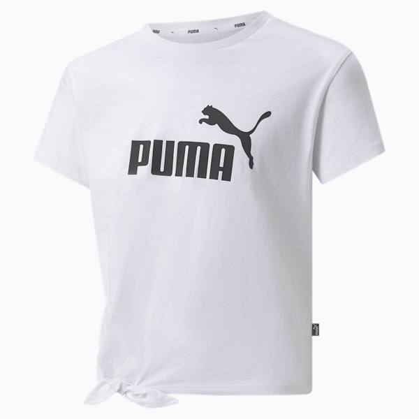 Logo Girl's Knotted Relaxed Fit T-Shirt, Puma White, extralarge-IND