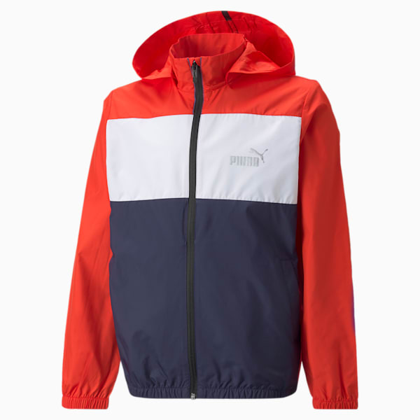 ESS+ Colour-blocked Youth Windbreaker, High Risk Red, extralarge-GBR
