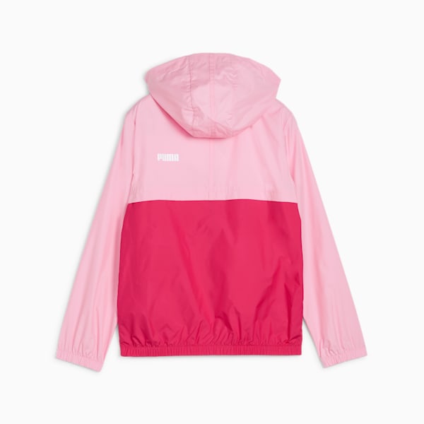 ESS+ Color-Blocked Big Kids' Windbreaker, Garnet Rose, extralarge