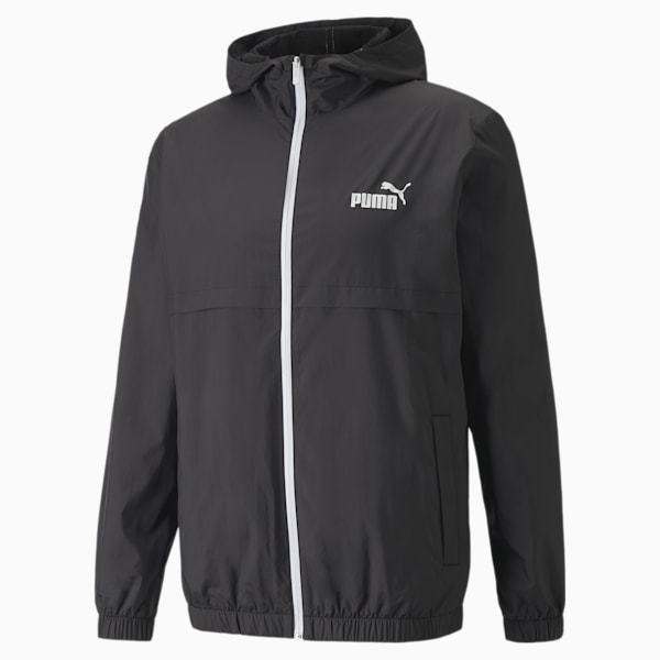 Men's Solid Regular Fit Windbreaker, Puma Black, extralarge-IND