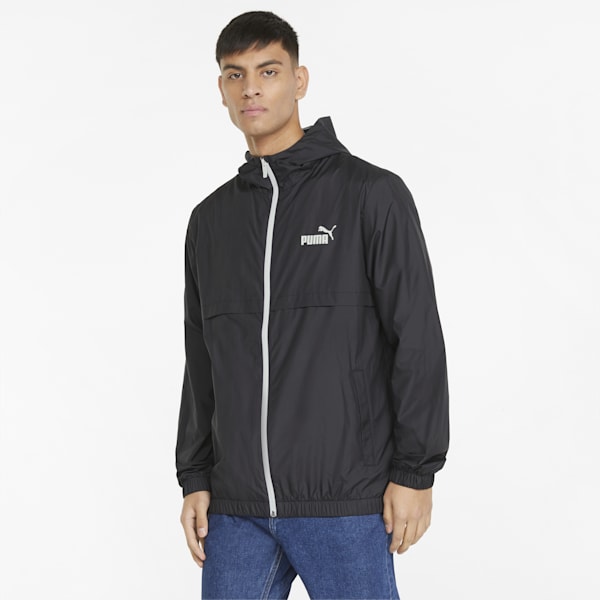 Men's Solid Regular Fit Windbreaker, Puma Black, extralarge-IND