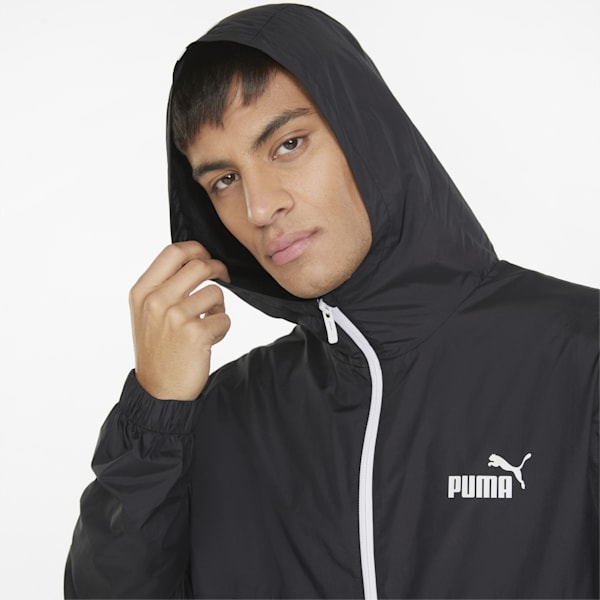 Men's Solid Regular Fit Windbreaker, Puma Black, extralarge-IND