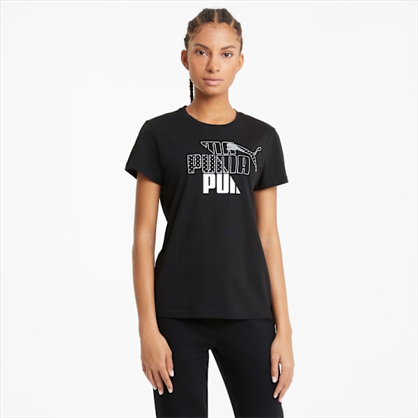 Graphic Women's T-Shirt, Puma Black, extralarge-IND