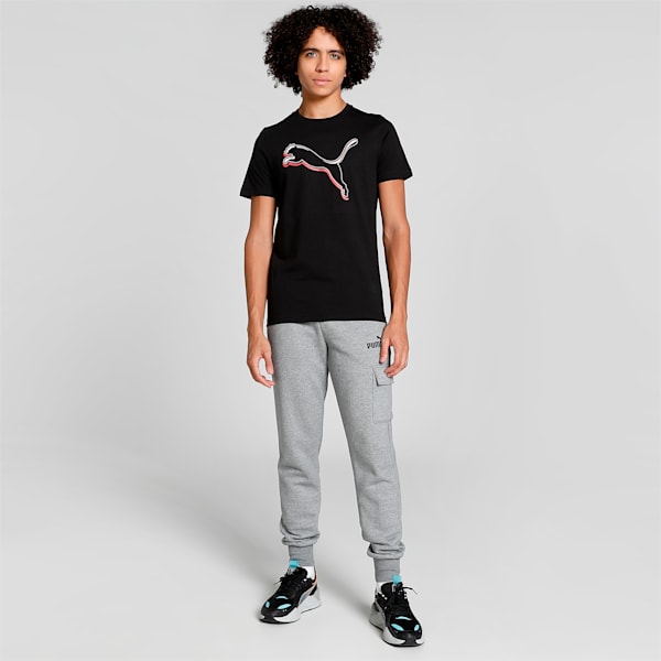 PUMA Graphic Men's Slim Fit T-Shirt, PUMA Black-popy red, extralarge-IND