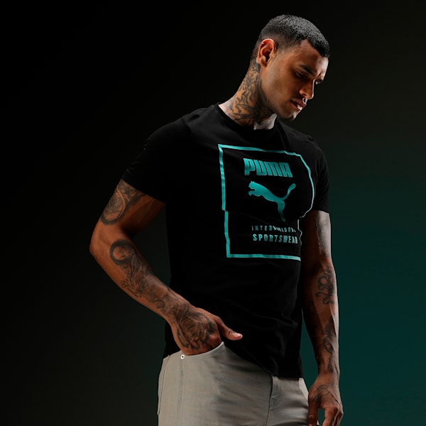 Graphic Men's Slim Fit T-Shirt, Puma Black, extralarge-IND