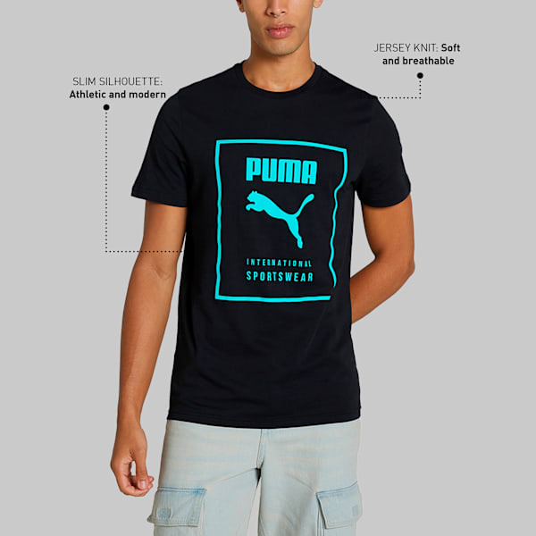 Graphic Men's Slim Fit T-Shirt, Puma Black, extralarge-IND