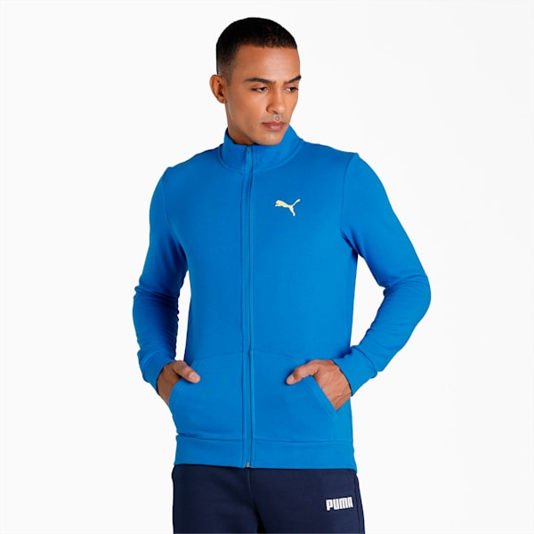 PUMA Graphic Full-Zip Men's Slim Fit Jacket, Future Blue, extralarge-IND