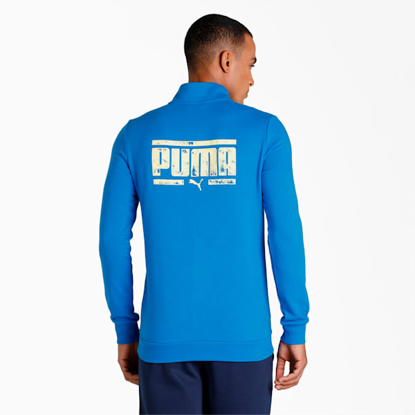 PUMA Graphic Full-Zip Men's Slim Fit Jacket, Future Blue, extralarge-IND