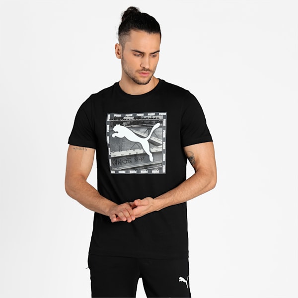 PUMA Graphic Men's Slim Fit T-Shirt, Puma Black, extralarge-IND