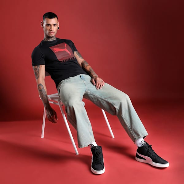 Graphic Men's Slim Fit T-Shirt, Puma Black, extralarge-IND
