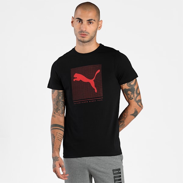 PUMA Graphic Men's Slim Fit T-Shirt, Puma Black, extralarge-IND