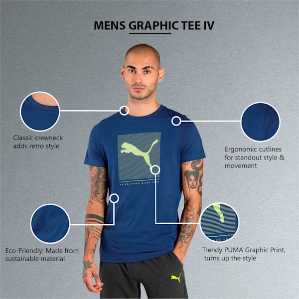 PUMA Graphic Men's Slim Fit T-Shirt, Elektro Blue, extralarge-IND