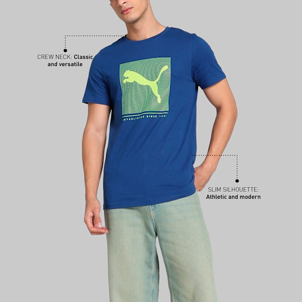 Graphic Men's Slim Fit T-Shirt, Elektro Blue, extralarge-IND