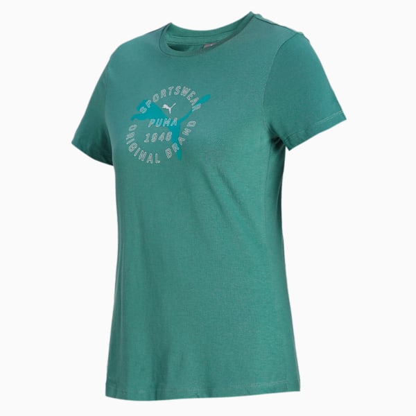 PUMA Graphic Women's Regular Fit T-Shirt, Blue Spruce, extralarge-IND
