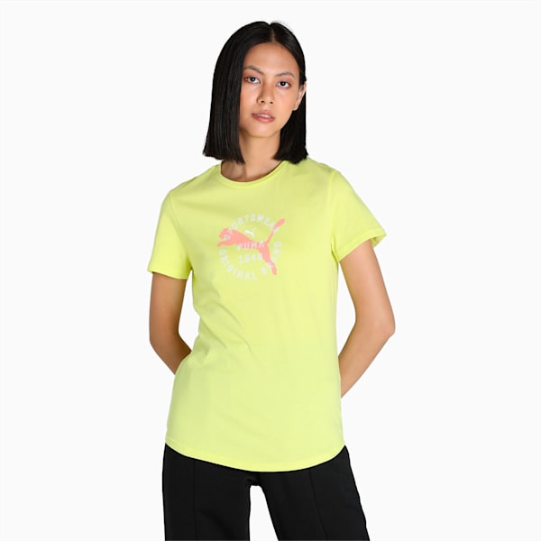 PUMA Graphic Women's Regular Fit T-Shirt, Lemon Sherbert, extralarge-IND