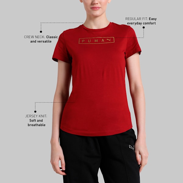 Graphic Women's Regular Fit T-Shirt, Red Dahlia, extralarge-IND
