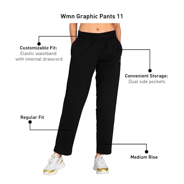 Graphic Women's Regular Fit Pants, Puma Black, extralarge-IND
