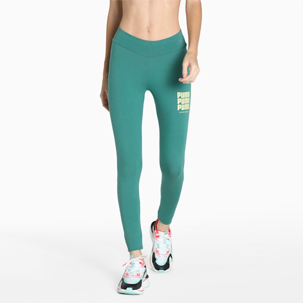 PUMA Graphic Women's Tights, Blue Spruce, extralarge-IND