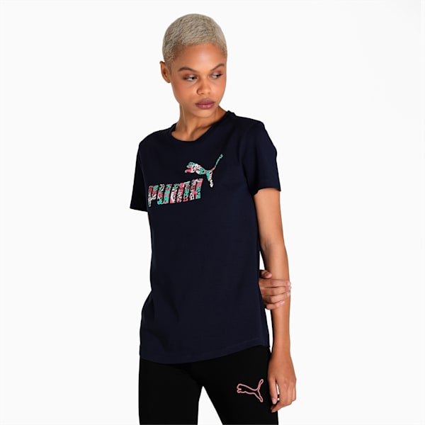 PUMA No. 1 Leopard Logo Women's Regular Fit T-Shirt, Peacoat, extralarge-IND