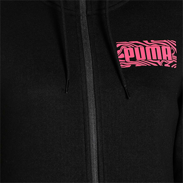 PUMA Graphic Full-Zip Women's Regular Fit Hoodie, Puma Black, extralarge-IND