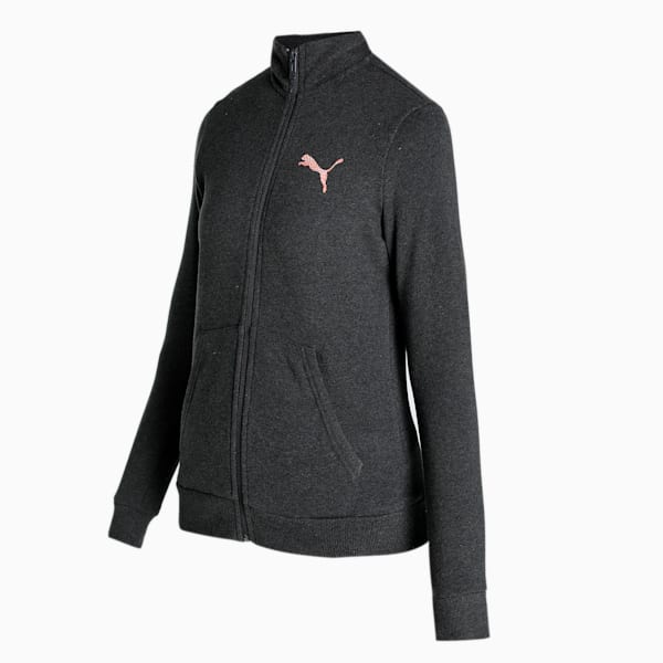 Women's Graphic Logo Sweat Jacket, Dark Gray Heather, extralarge-IND