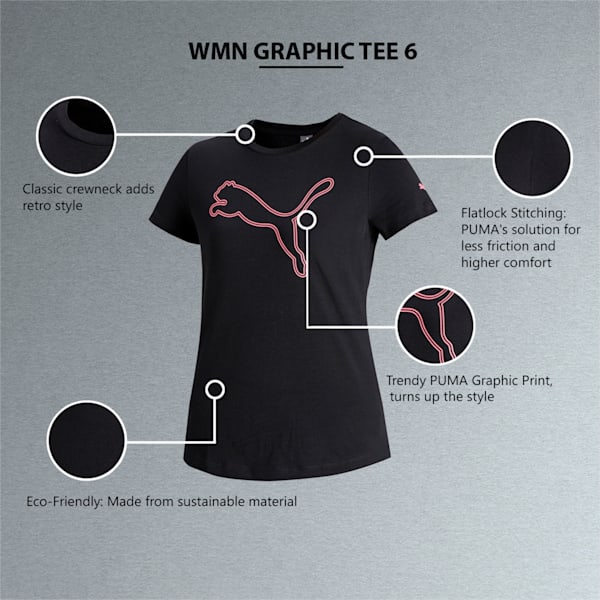 Graphic Women's Regular Fit T-Shirt, Puma Black, extralarge-IND