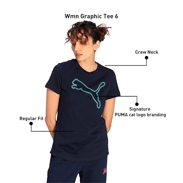 PUMA Graphic Women's Regular Fit T-Shirt, Peacoat, extralarge-IND