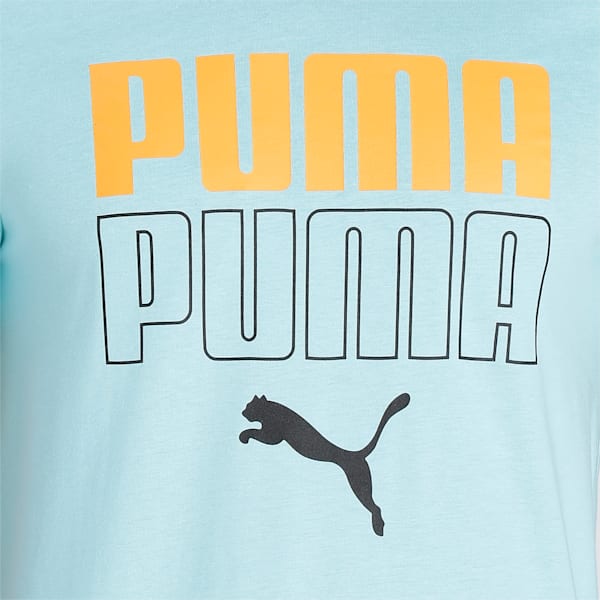 PUMA Double Logo Men's Slim Fit T-Shirt, Angel Blue, extralarge-IND