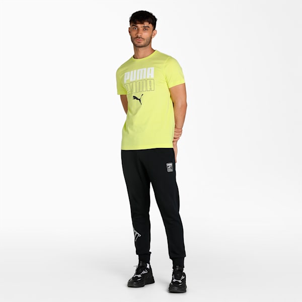 Double Logo Men's Slim Fit T-Shirt, Lemon Sherbert, extralarge-IND