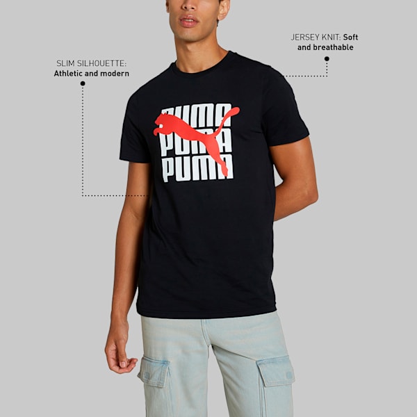 Graphic Men's Slim Fit T-Shirt, Puma Black, extralarge-IND