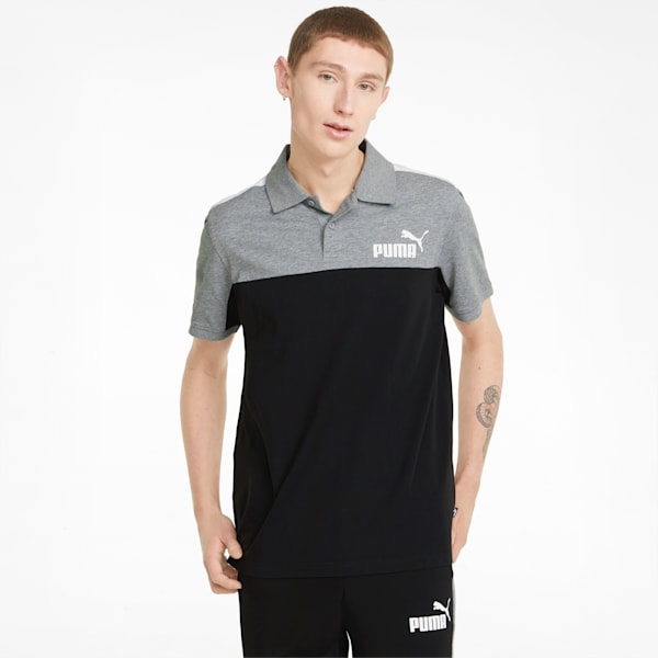 Essentials+ Block Jersey Men's Polo Shirt, Puma Black