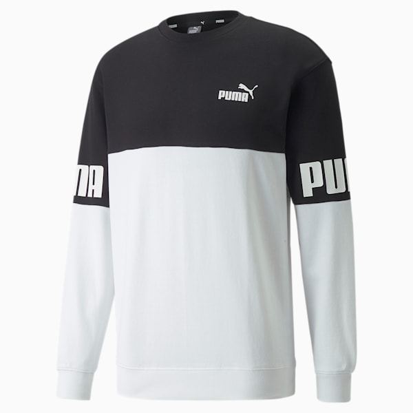 Puma Power Colorblocked Crew Neck Men's Sweatshirt, Black, M