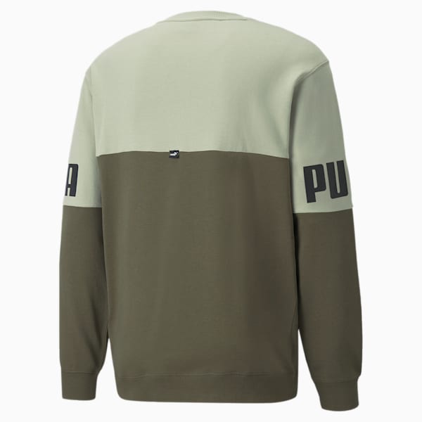 Power Colorblocked Crew Neck Men's Sweatshirt, Dark Green-spring moss, extralarge