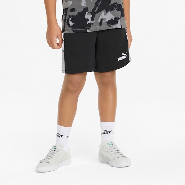 Shorts juveniles de camuflaje Essentials+, Puma Black, extralarge