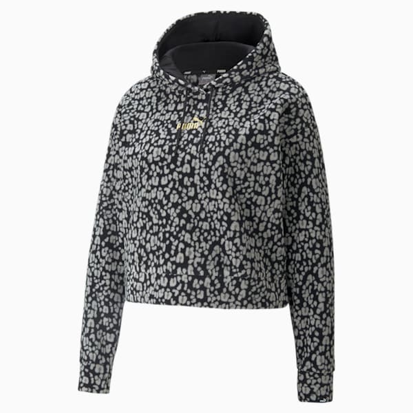 Winterized Printed Women's Hoodie, Puma Black, extralarge-IND