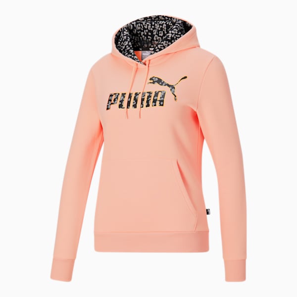 Essentials Leopard Lined Women's Hoodie, Peach Parfait, extralarge