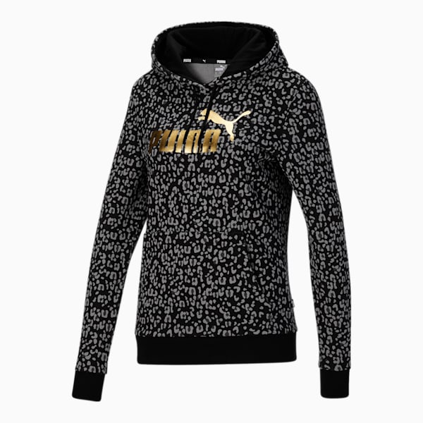 Essentials Leopard AOP Women's Hoodie, Puma Black, extralarge