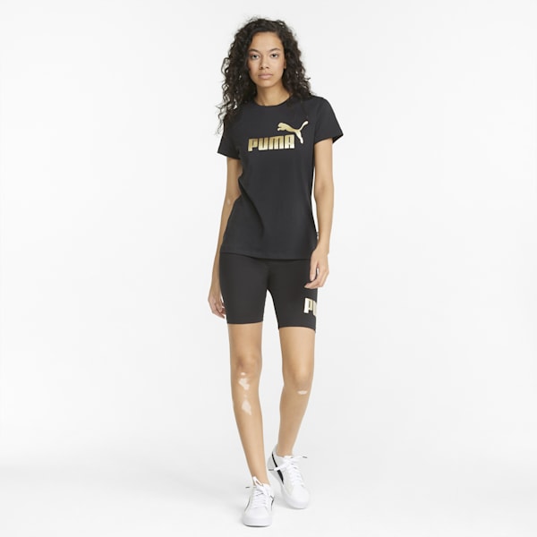 Metallic Logo Women's T-shirt, Puma Black-Gold foil, extralarge-AUS
