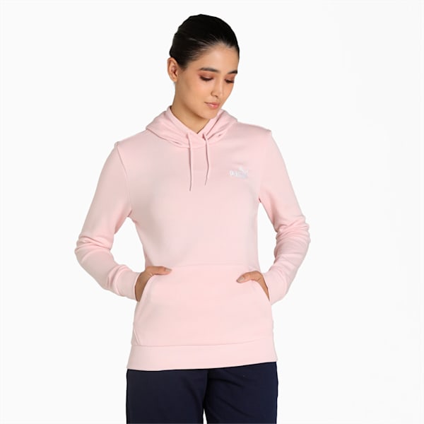 Essentials+ Women's Regular Fit Embroidery Hoodie, Chalk Pink, extralarge-IND