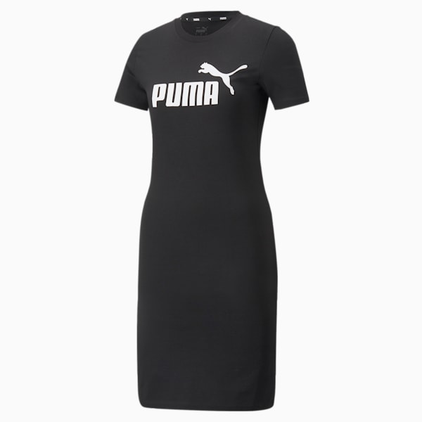 Vestido de camiseta de corte entallado Essentials para mujer, Puma Black, extralarge