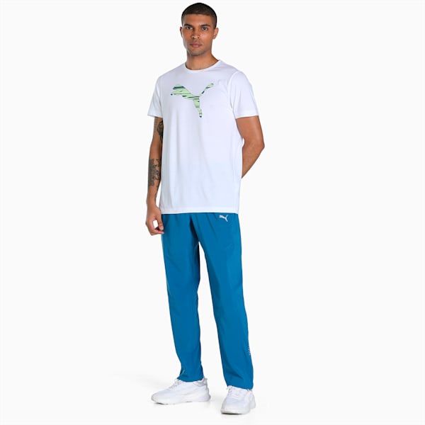 Tapered Woven Men's Running Trackpants, Lake Blue, extralarge-IND