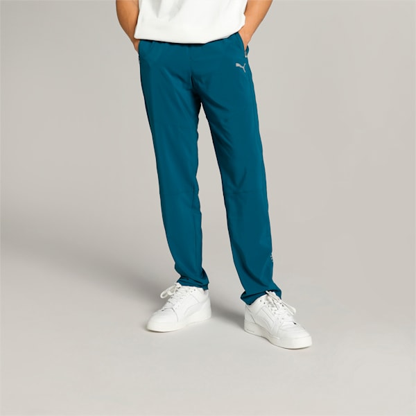 Tapered Woven Men's Running Trackpants, Ocean Tropic, extralarge-IND