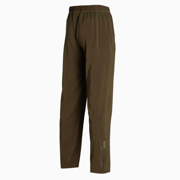 Tapered Woven Men's Running Trackpants, Deep Olive, extralarge-IND