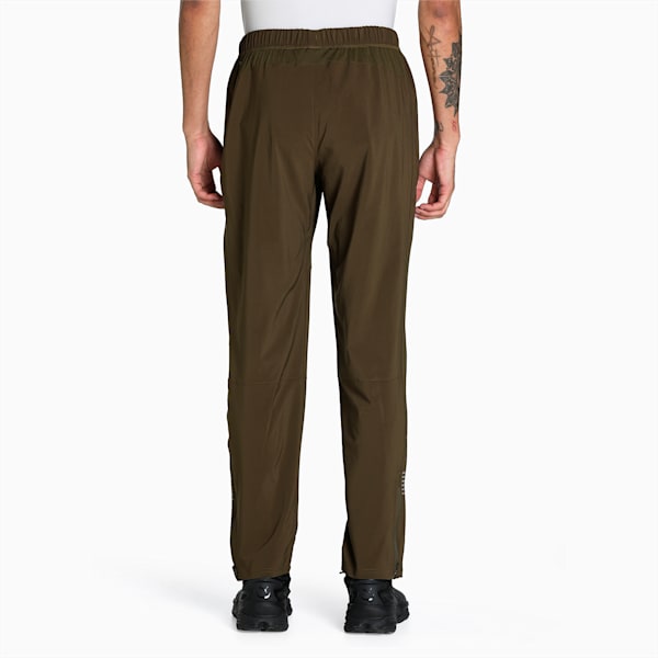 Tapered Woven Men's Running Trackpants, Deep Olive, extralarge-IND