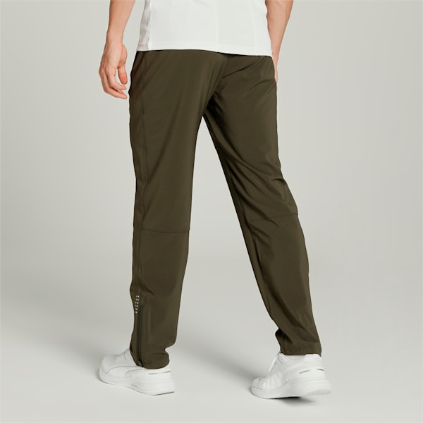 Tapered Woven Men's Running Trackpants, Dark Olive, extralarge-IND
