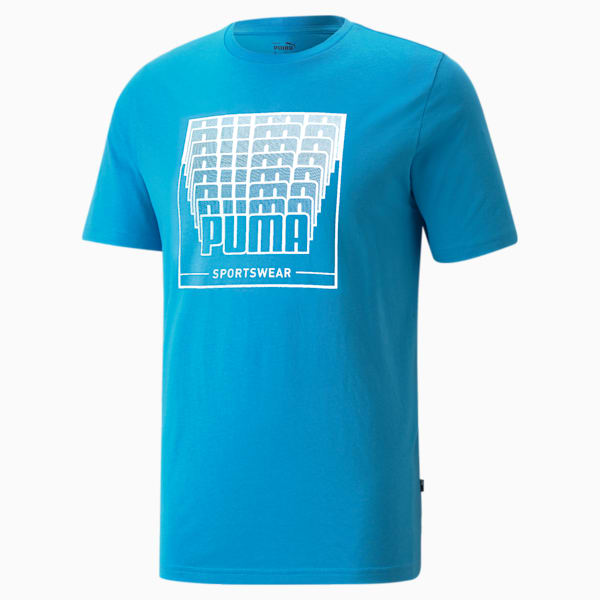 Wording Graphic Men's Regular Fit T-shirt, Bleu Azur, extralarge-IND