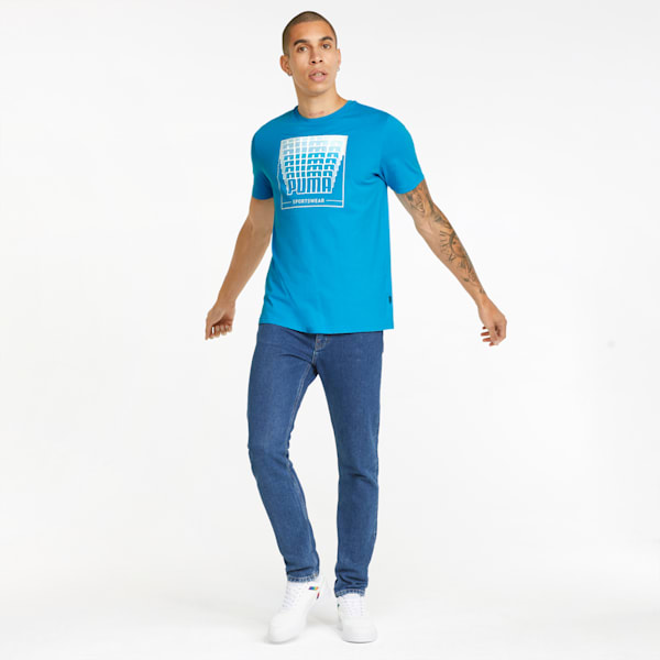 Wording Graphic Men's Regular Fit T-shirt, Bleu Azur, extralarge-IND