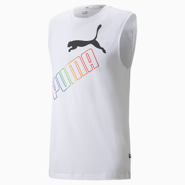 Essentials+ Rainbow Sleeveless Men's Regular Fit T-shirt, Puma White, extralarge-IND