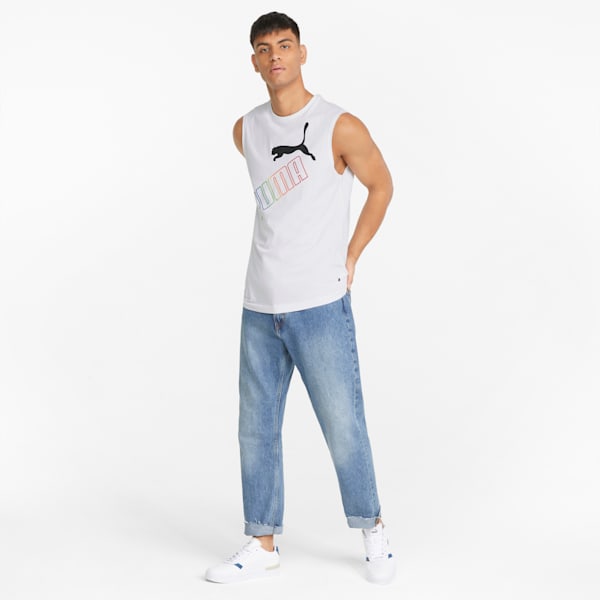 Essentials+ Rainbow Sleeveless Men's Regular Fit T-shirt, Puma White, extralarge-IND